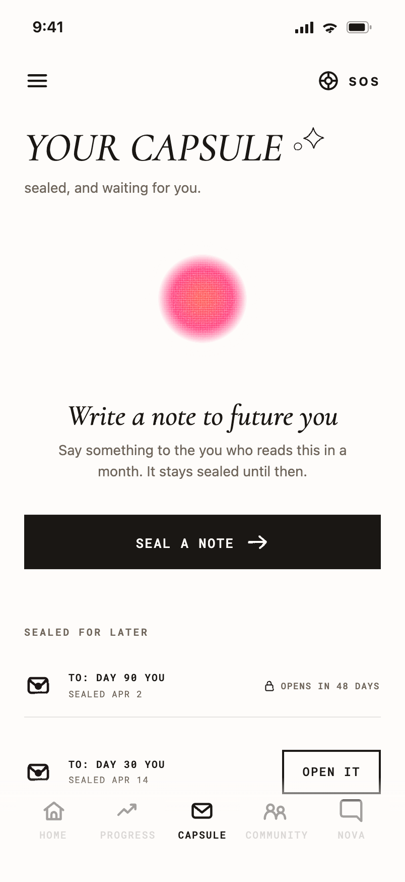 GLOW Capsule, a note to your future self